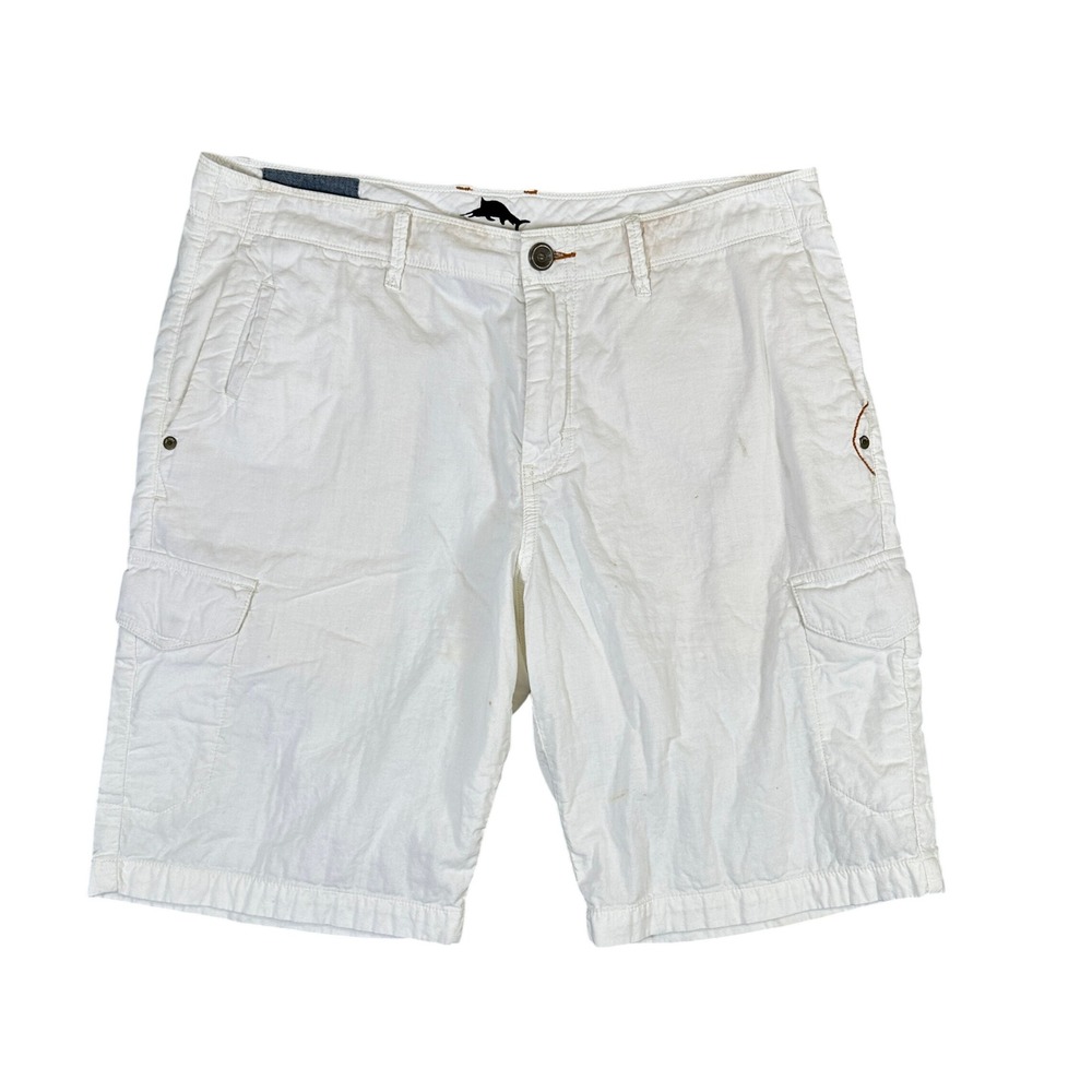 Tommy Bahama Mens White Cargo Shorts Cotton Blend Casual Island Style Size 36